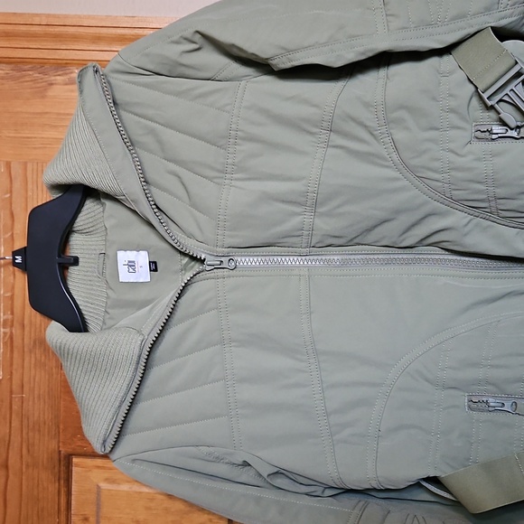 CAbi Ski Lift Puffer Belted Coat Olive Green - Picture 6 of 10